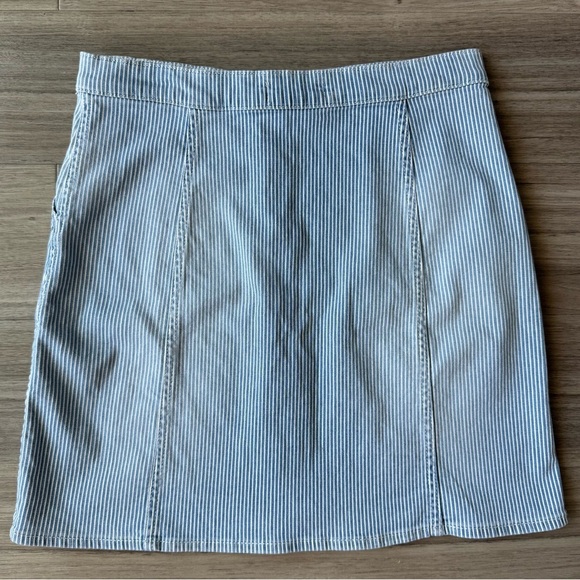 BA&ASH Blue White Stripe Button Front Cotton Skirt Size 10 - Picture 3 of 8